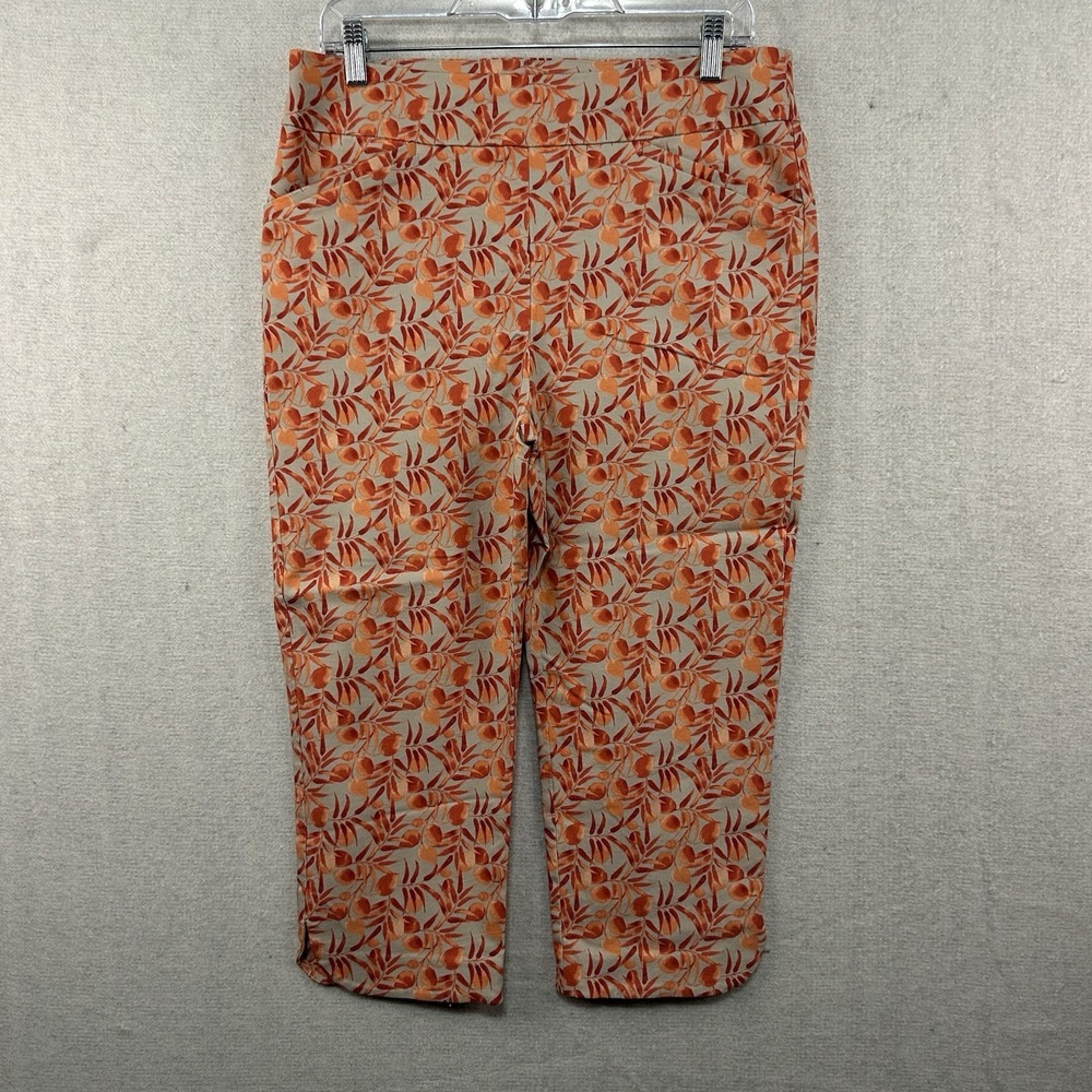 Chico's Perfect Stretch Josie Slim Capri Pull‎ On Sz 2 Floral Print
